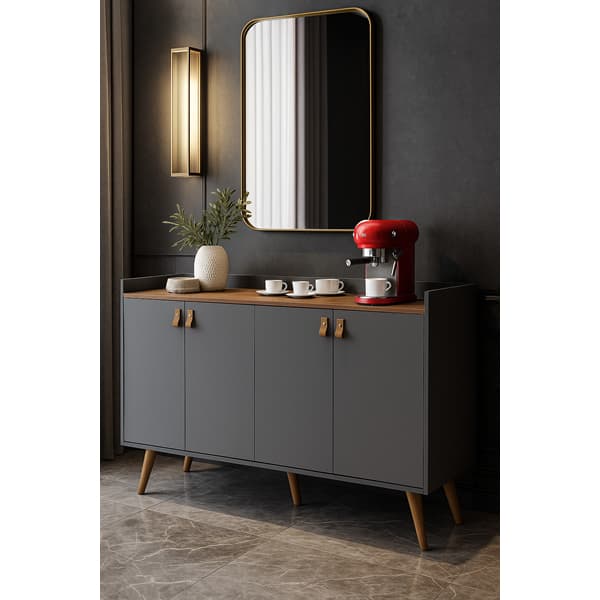 Armario Aparador Buffet Cantinho do Café Hall de entrada 4, 3 e 2 Portas Pé Palito Puxador Couro