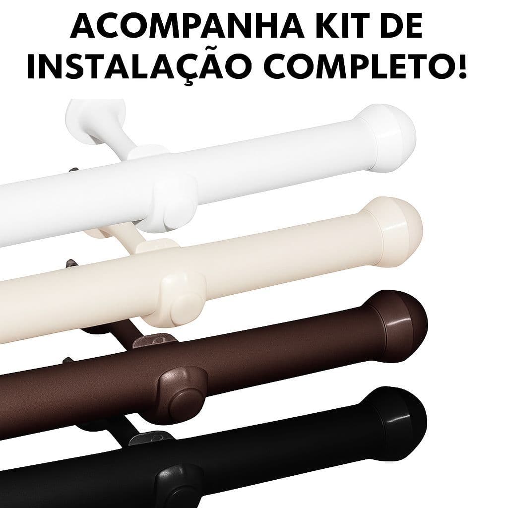 Kit Varão Completo 2,00 Metros de Cortina Resistente 19mm Várias Cores Envio Imedito