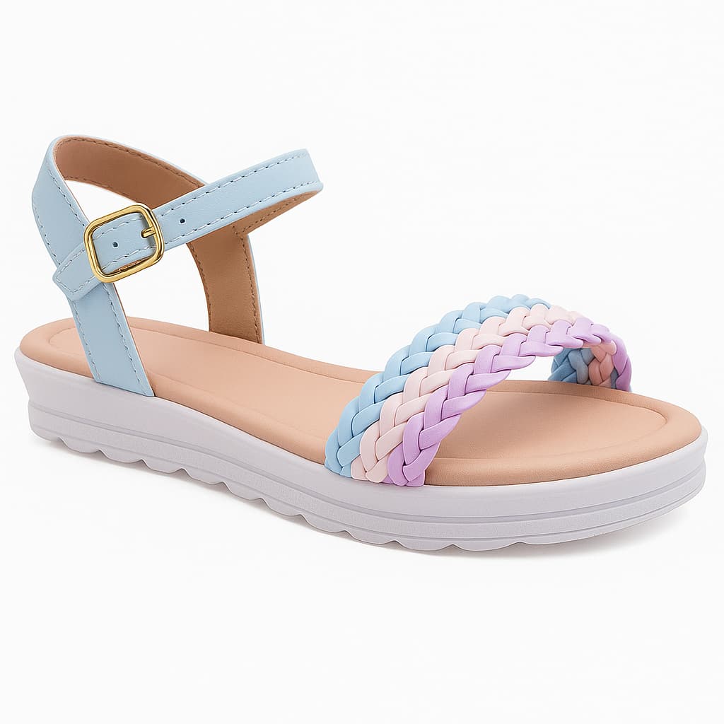 Sandália Infantil Menina Feminina Colorida 20 ao 36 Ponta e Fivela Linda