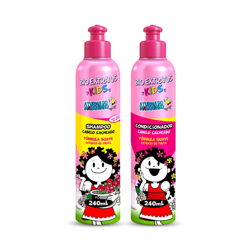 Shampoo e Condicionador Cacheado Kids Bio Extratus 240mL Para Criança