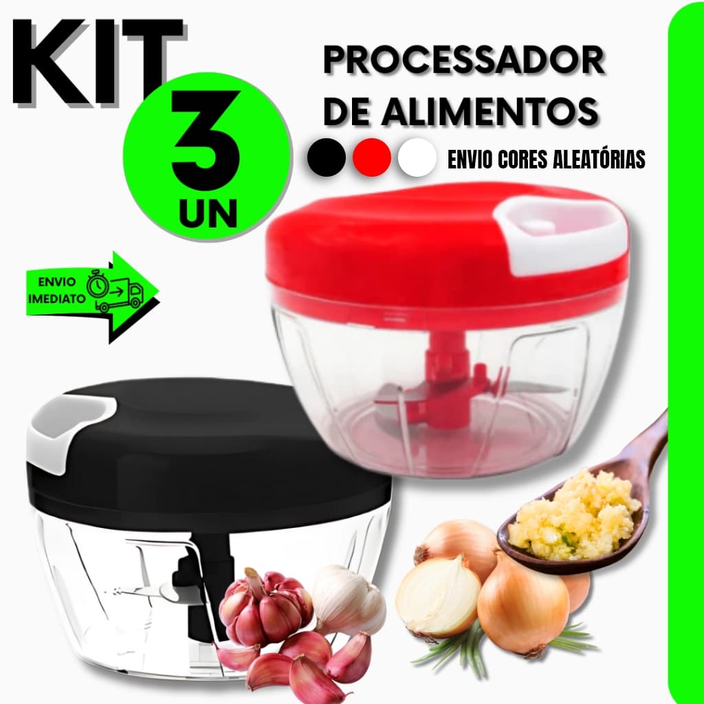 Kit Processadores de Alimento C/ 3 Lâminas Aço Inox Para Chef de Cozinha De Restaurante Casa e Bar