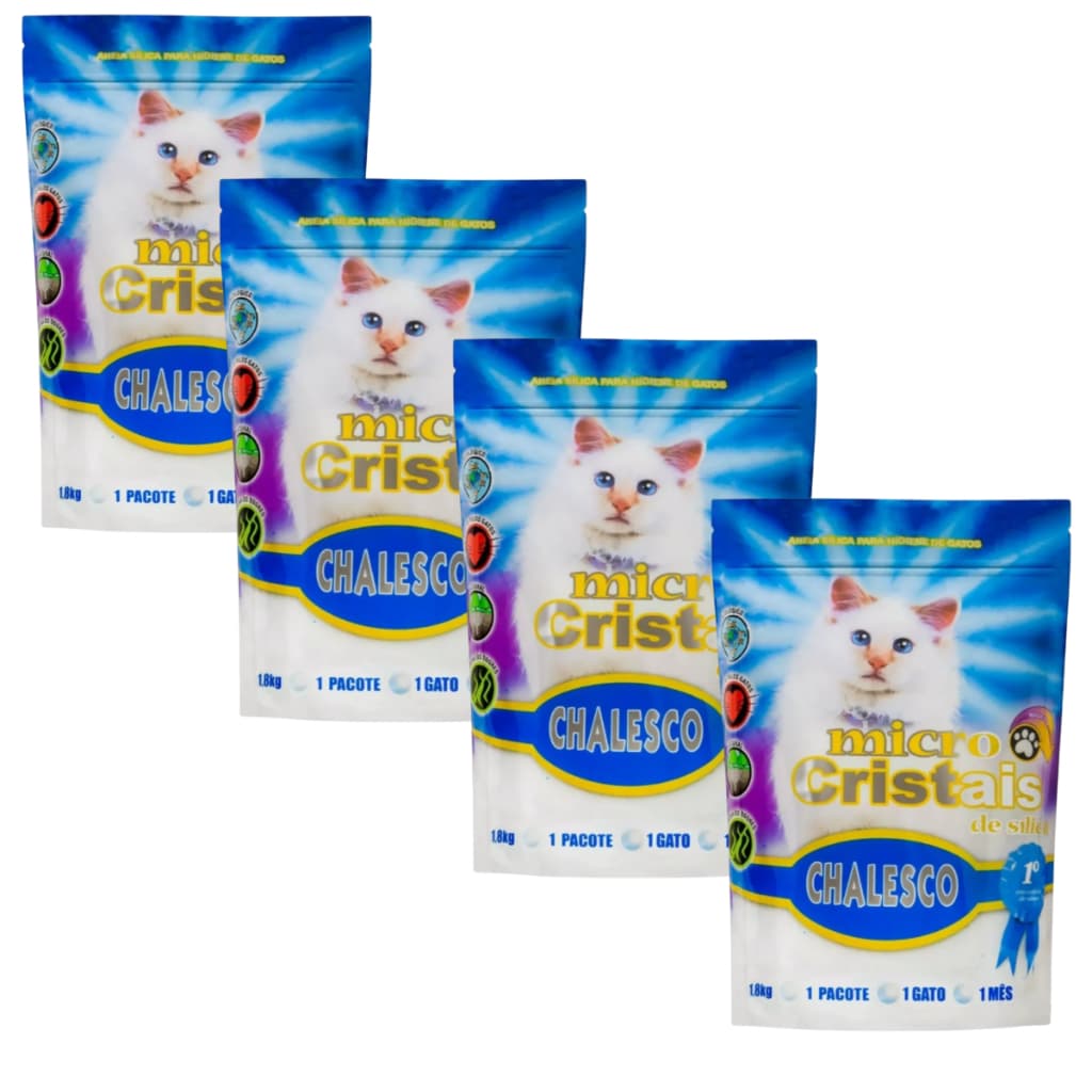Kit 4 Areias Gato Sílica Fina Premium 1,8kg Chalesco