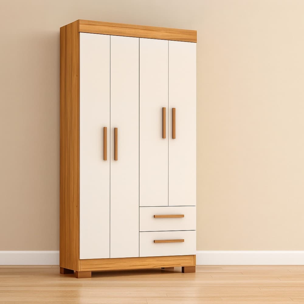 Guarda Roupa Solteiro com Pés 4 Portas 2 Gavetas NT 6010 Notável Móveis
