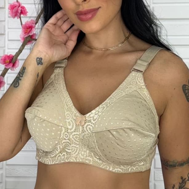 Sutiã Sustentação Reforçado Cetinete Com Renda Sem Bojo Sem Aro Sutiã Plus Rendado