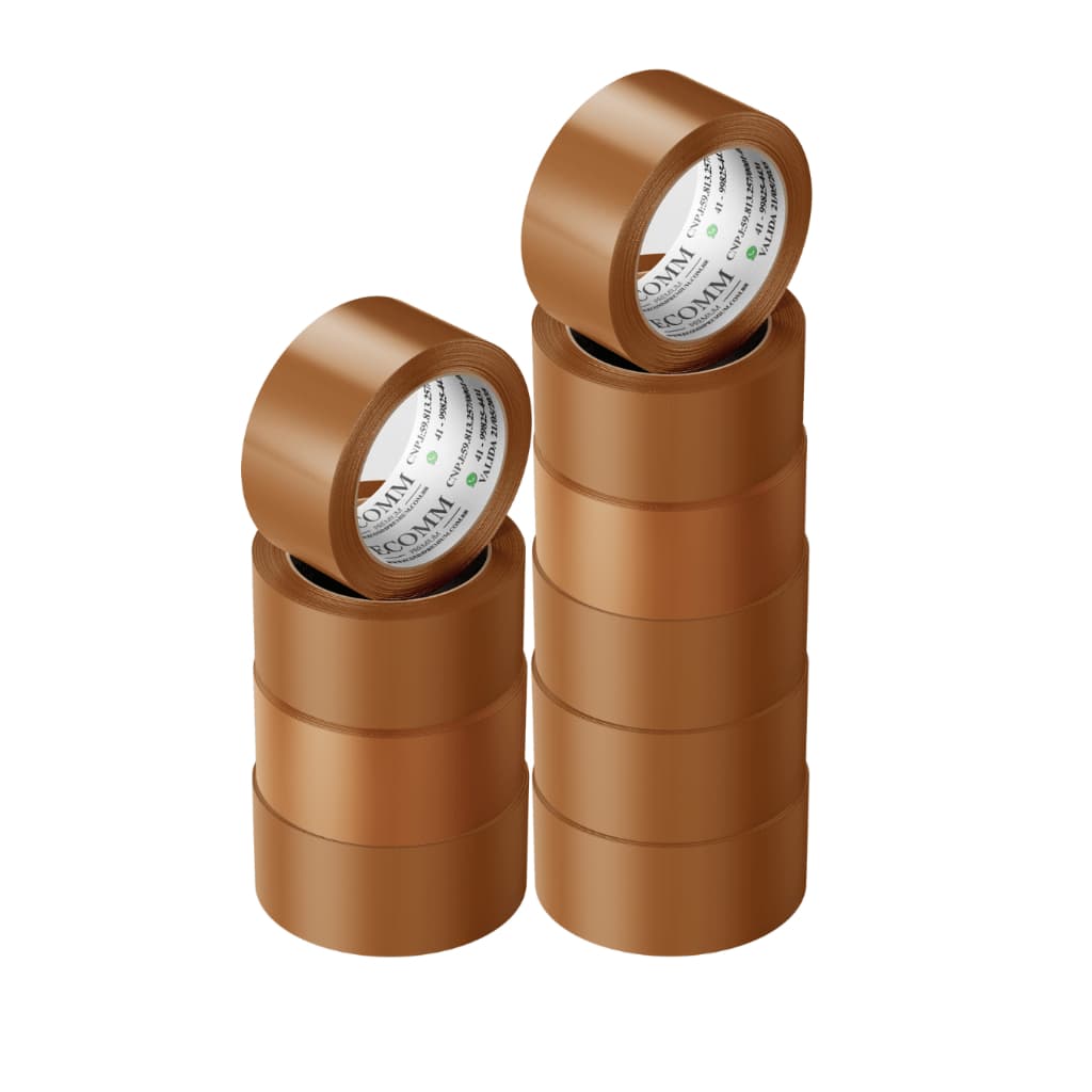 10 Fitas Adesivas 45mm X 100metros - 10 Rolos Transparente ou Marrom Cola Premium