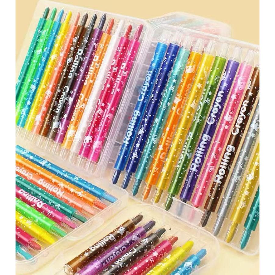 Giz de cera COLOR GEL Retrátil - Estojo com 12/18/24 Unidades - Extremamente macio, lavável e não tóxico