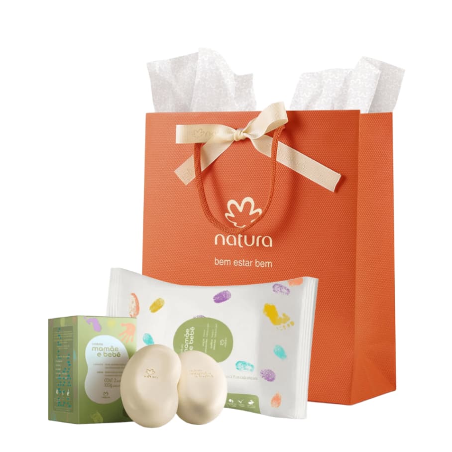 Mamãe e Bebê Natura Sabonete 02un 100g + Lenço Umedecido 16un