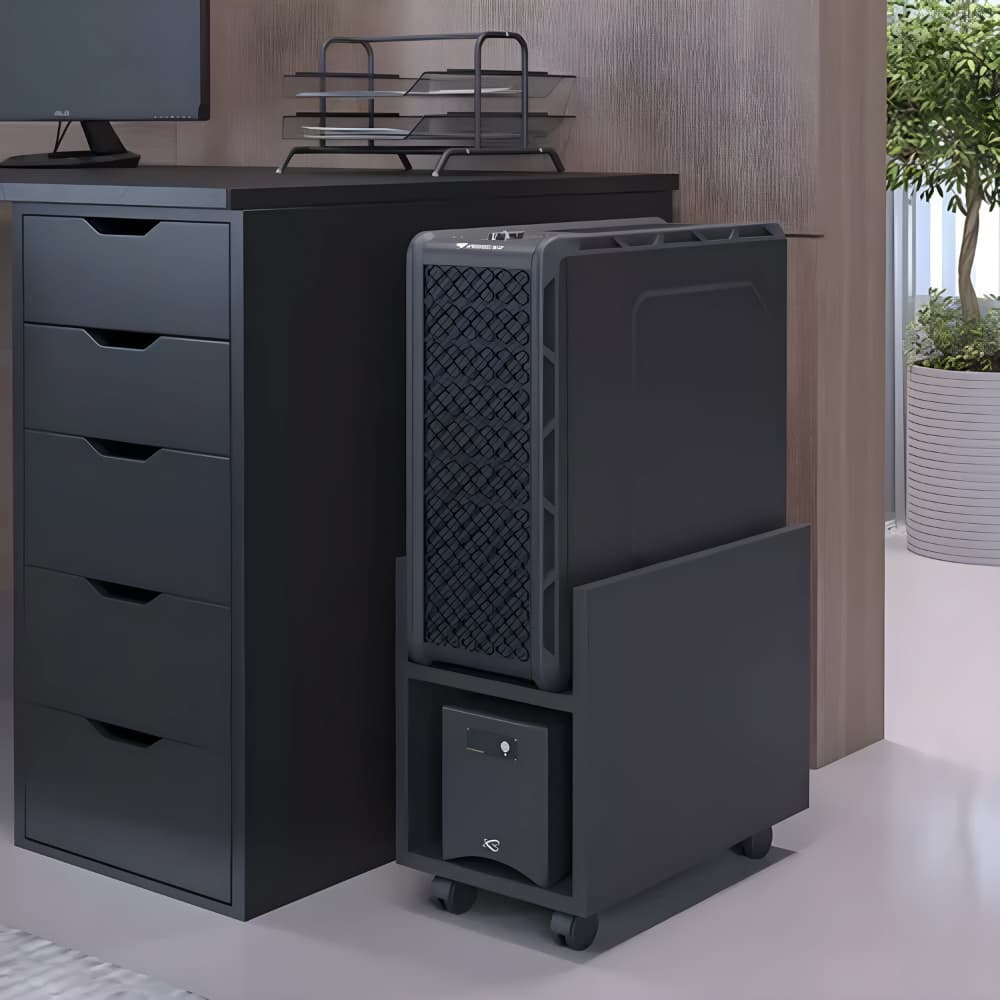 Suporte CPU Nobreak Estabilizador Gabinete c/ Divisórias Rodinhas Escritório Quarto Gamer