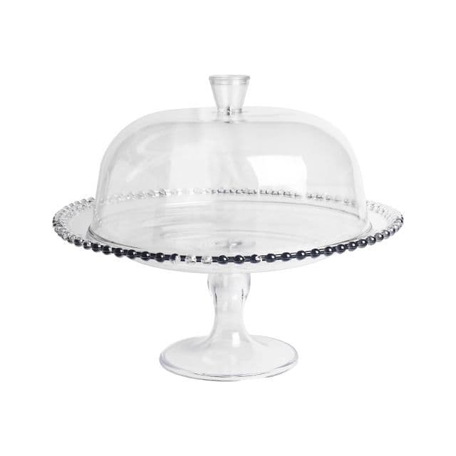 Boleira com Tampa e Prato em Acrílico para Bolo Transparente com Pé Centro de Mesa Decoração Redonda