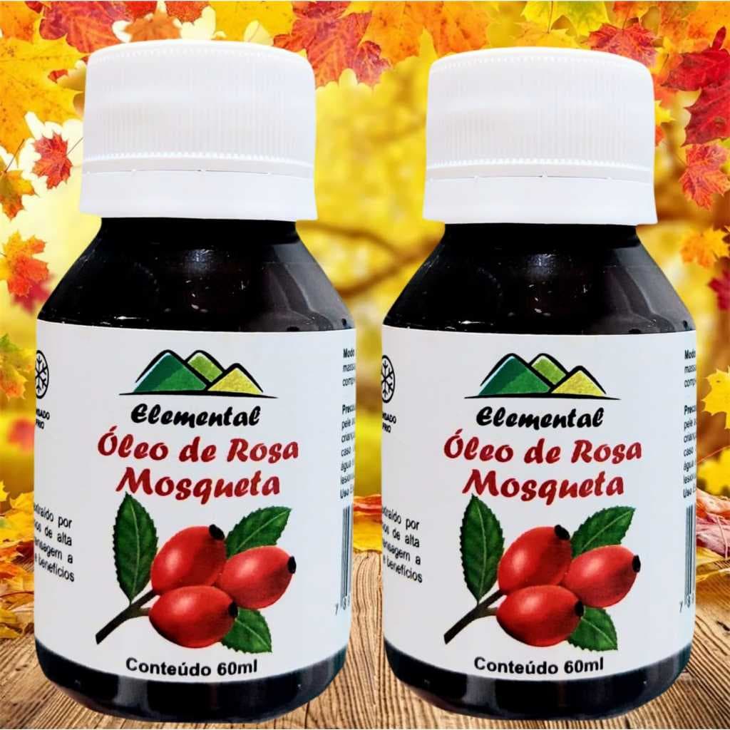 02 Unidades Óleo Vegetal De Rosa Mosqueta 100% Natural Prensado a Frio 60ml