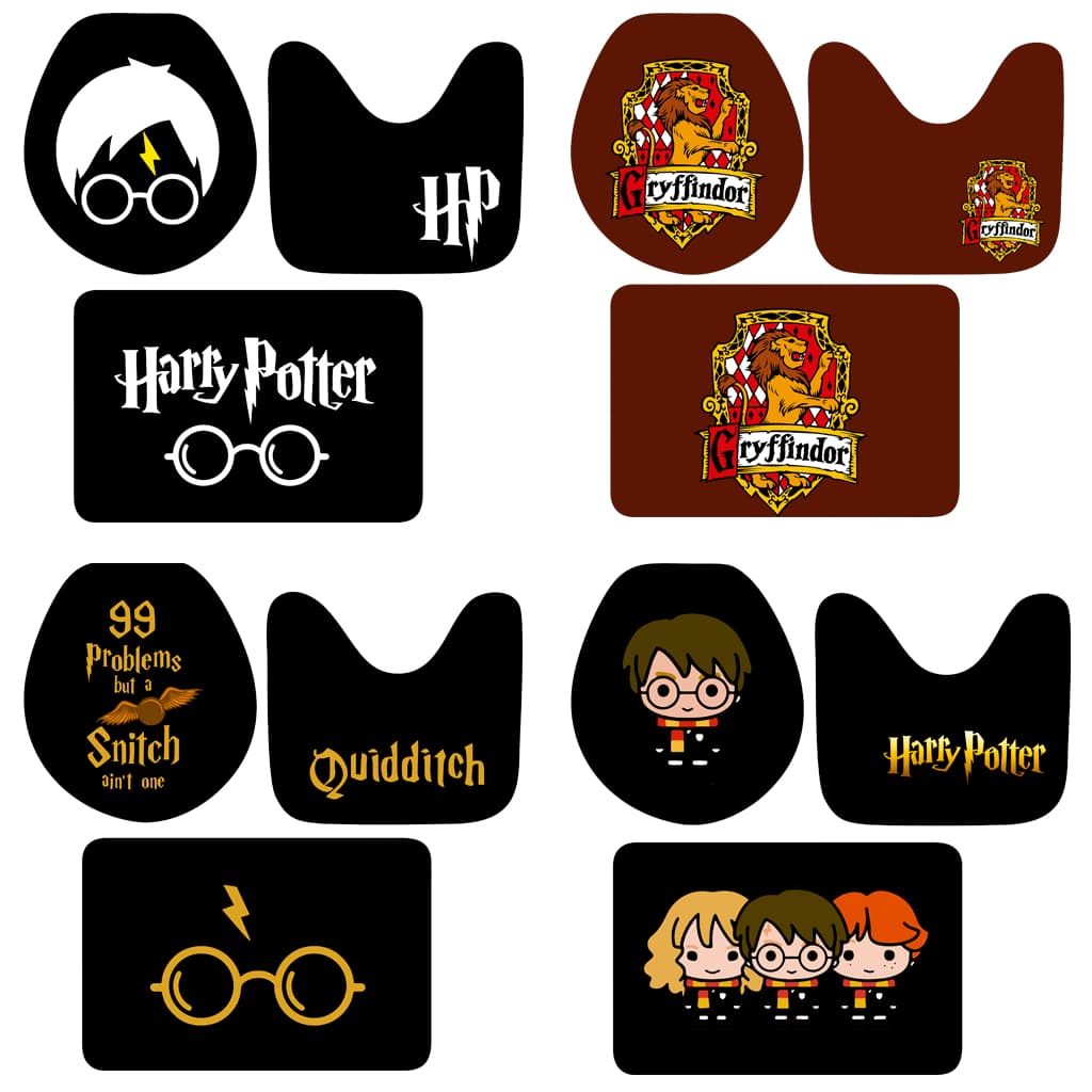 Jogo de Tapete de Banheiro Antiderrapante Premium Harry Potter Costura Reforçada. Harry