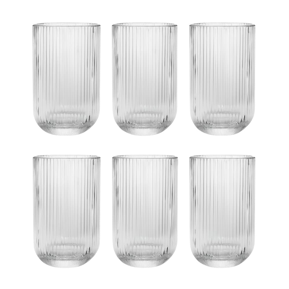 Jogo Copos de Vidro Canelado 423ml Design Elegante e Resistente 6 Peças