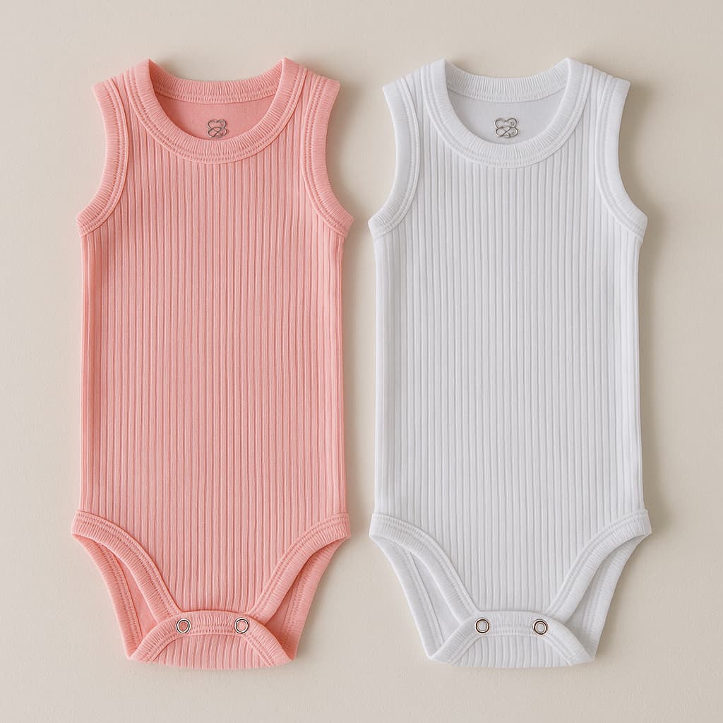 Body Regata Malha Canelada Bebê Premium Verão 100% Algodão RN