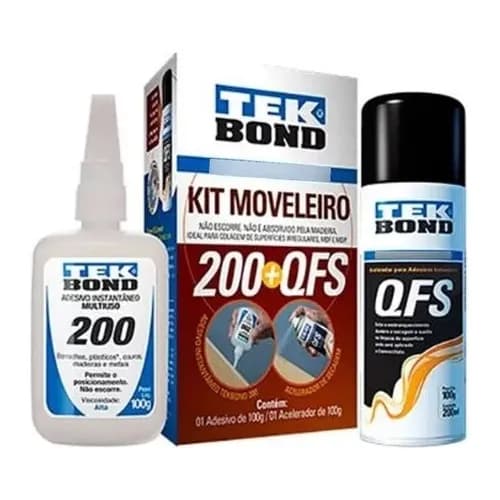 Kit  Cola Instantanea Moveleiro 200 100g + Ativador Qfs 200ml Tekbond