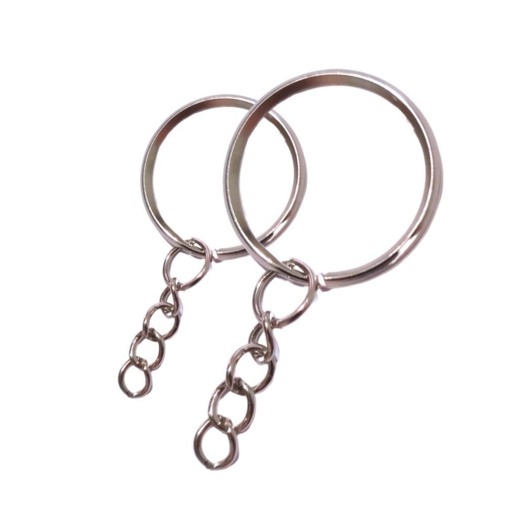 20/50/100 Argola Chaveiro com corrente 20mm 24mm Pacote Prata Ouro