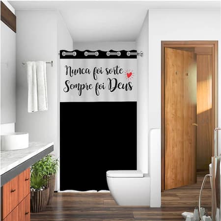 Cortina De Box Banheiro Com Visor Transparente Antimofo 100% Em PVC Resistente