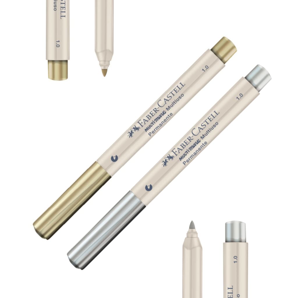 Marcador Permanente Multimark Multisuperfície 1.0mm Prata e/ou Ouro - Faber-castell UNIDADE ou KIT
