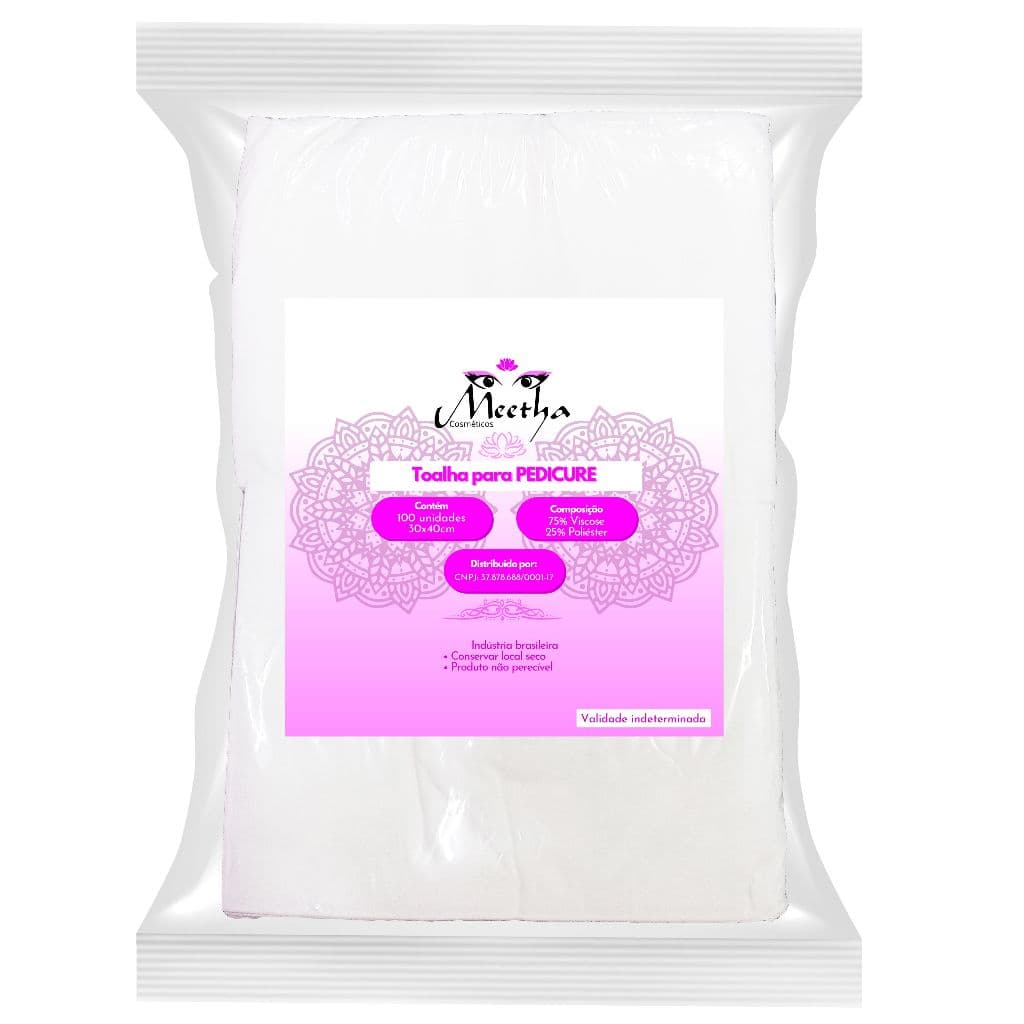 Toalha Descartável Pedicure 100 Unidades Viscose 30x45 50 Gr