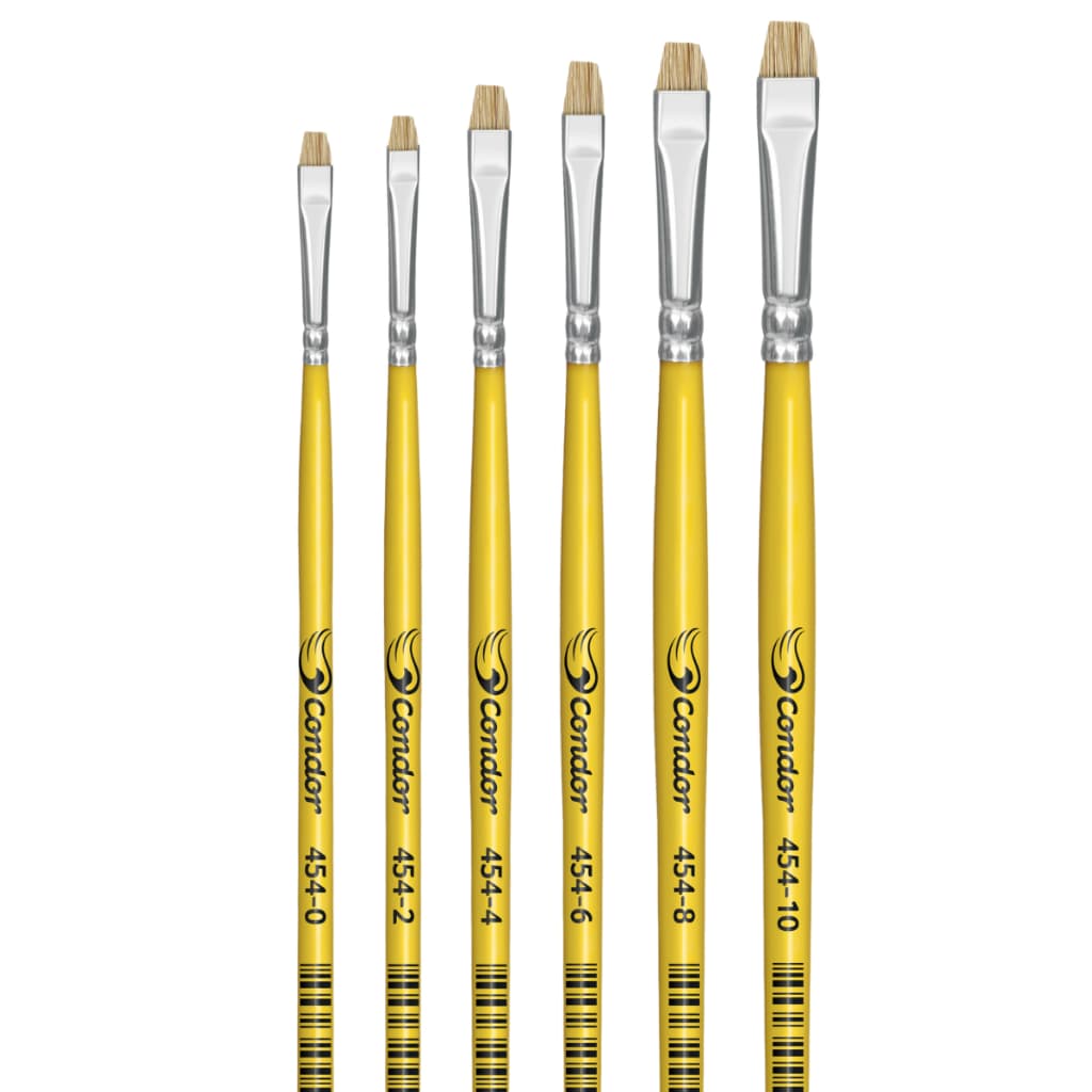 Kit 6 Pincel Condor 454 Chato Números 0, 2, 4, 6, 8, 10