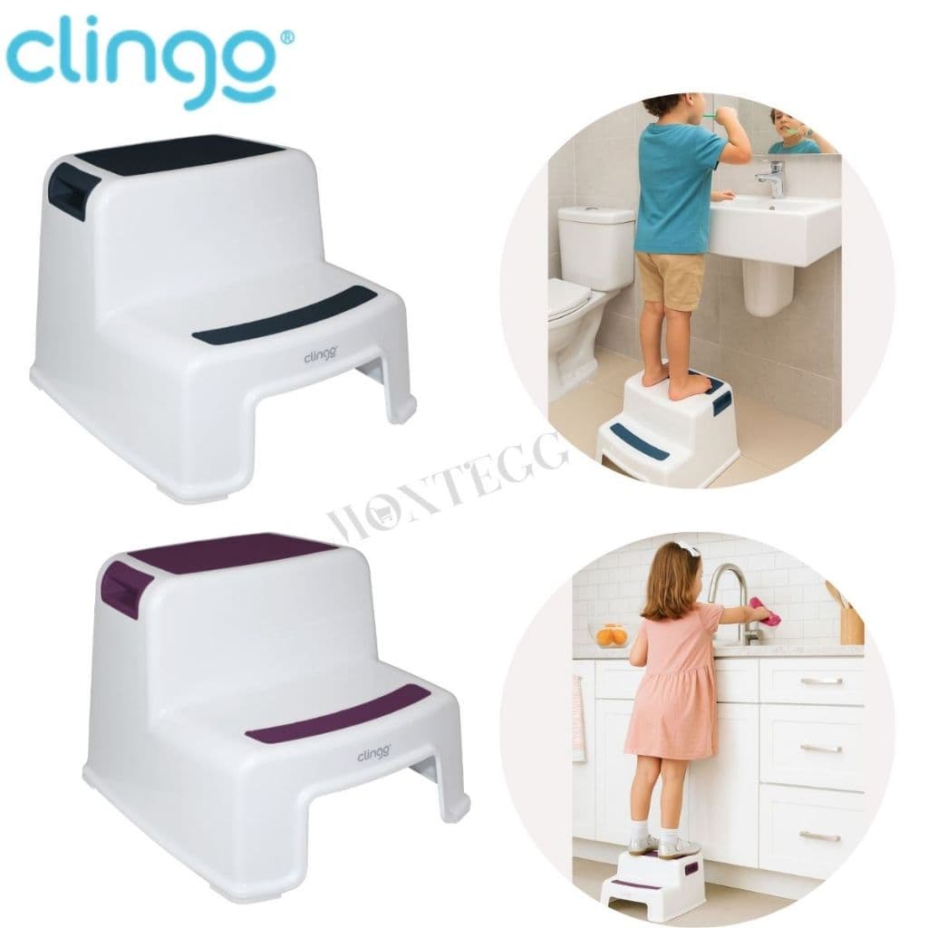 Escadinha Banquinho Degrau Duplo Antiderrapante Infantil Bebe Clingo Apoio Infantil