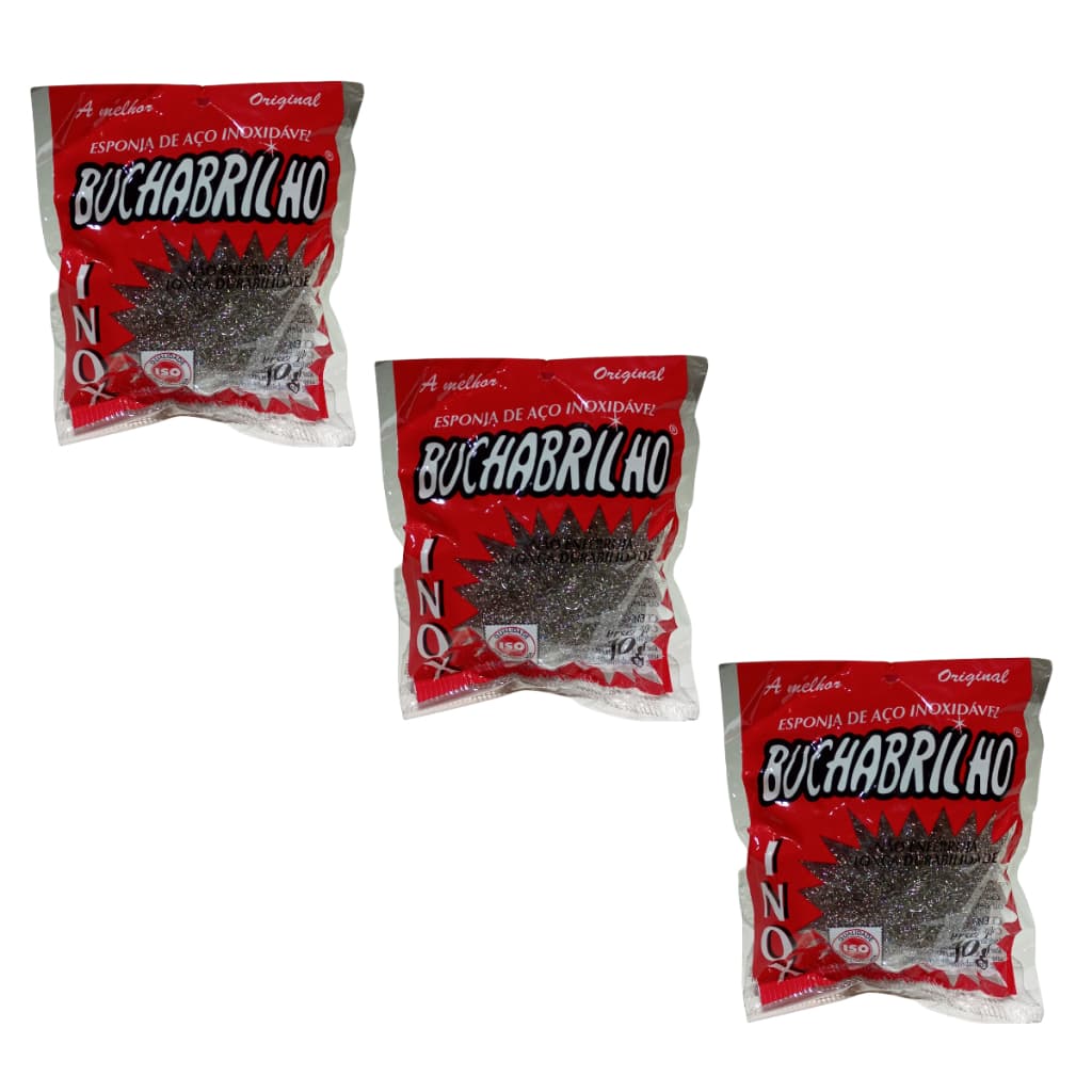 Kit Buchas Brilho - Esponja de aço inox - inoxidável - Para Arear e Dar Brilho nas Panelas e Alumínios  - Original