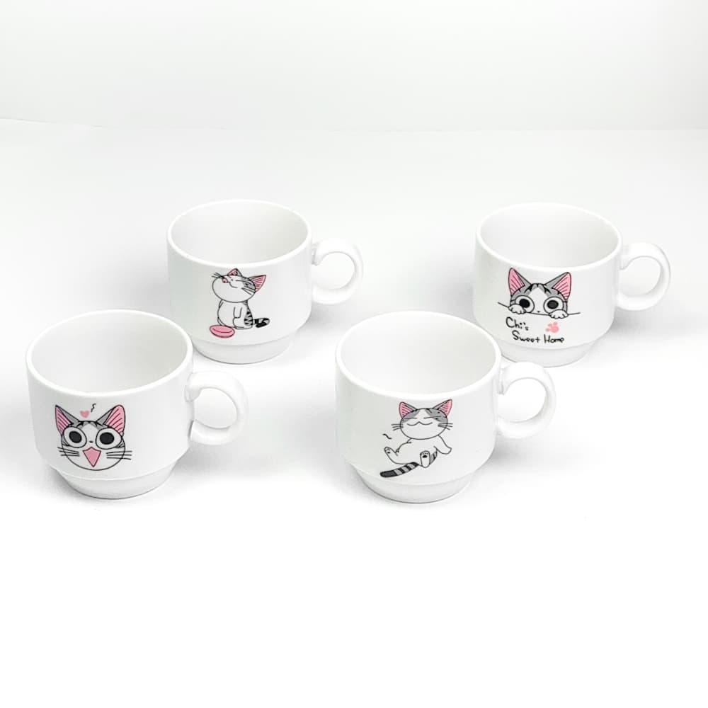 Jogo De Xícaras Café Chá Com Suporte Kit 4 Canecas 160ml