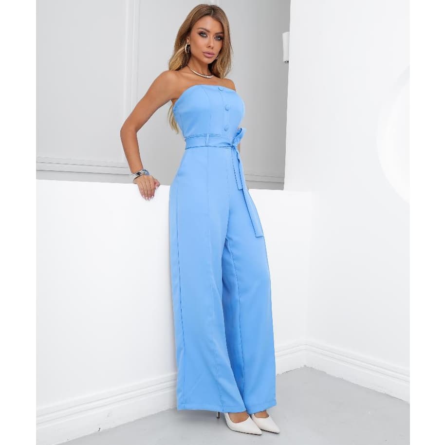 Macacão Feminino Pantalona, Alfaiataria, Tomara Que Caia, Com Bojo, Botões Forrados-Elegante- Festa De Casamento-Batismo