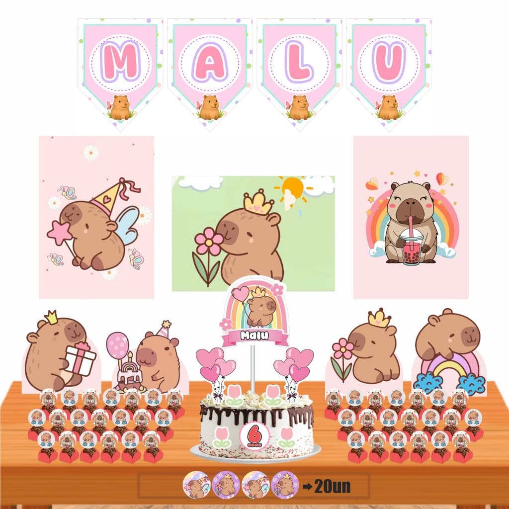 Kit Festa Capivaras Só Um Bolinho  Aniversário Infantil