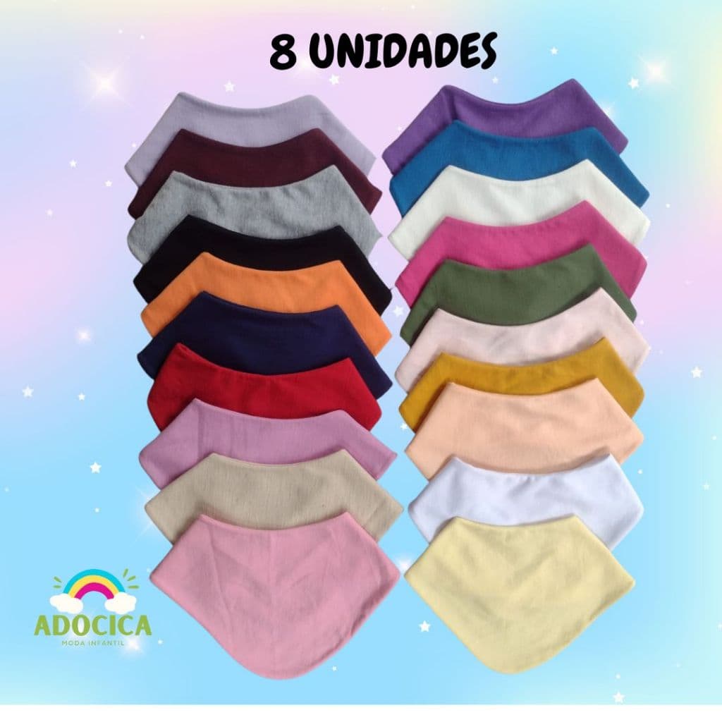 kit 8 babadores bandana infantil cores sortidas menino/menina