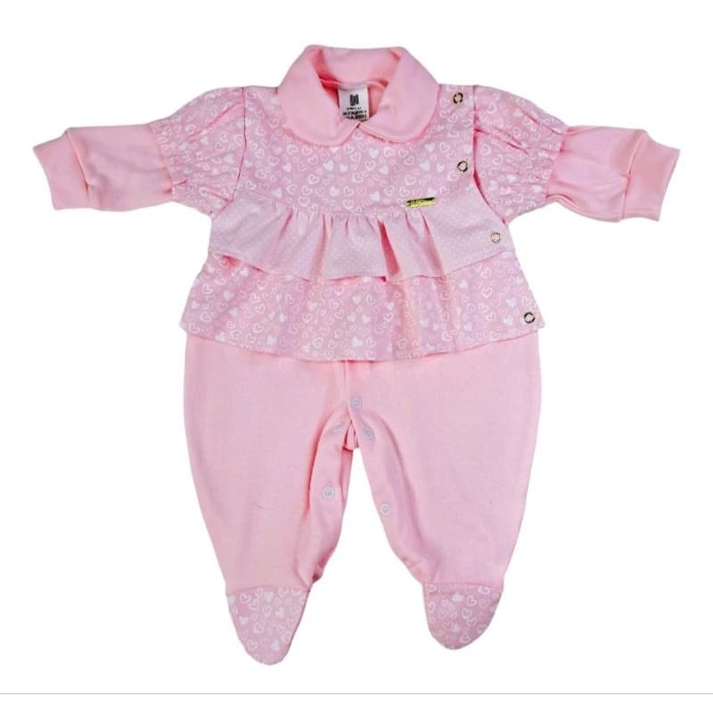 Macacão De Bebê Rosa Princesa Luxo