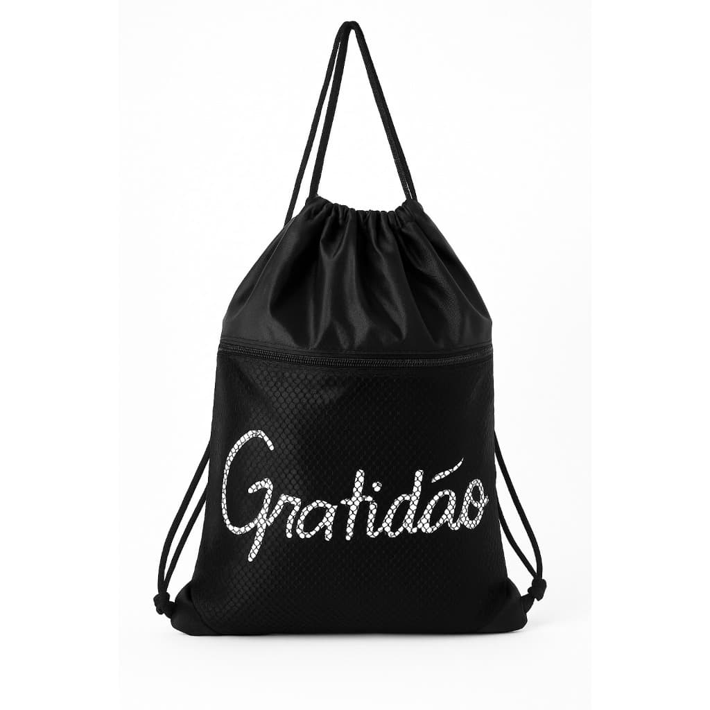 Mochila Esportiva Saco Unissex Academia Praia Moto Dia a Dia Personalizada com Frase Gratidão