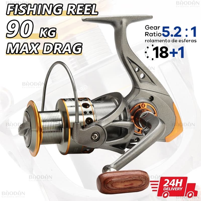 90KG Carretel Molinete DC 4000/7000 Rolamentos Carretel Aluminio 5.2:1