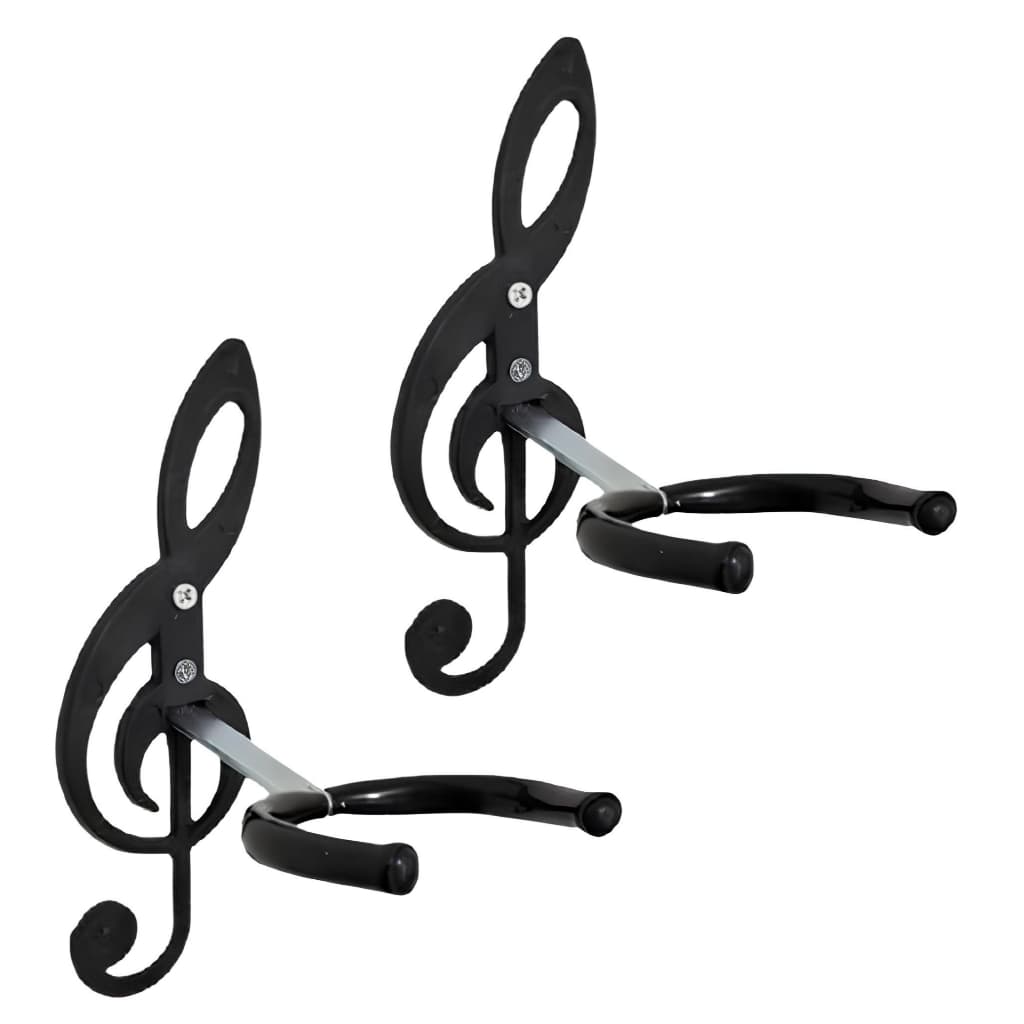 Kit 2 Suportes de Parede PRETO para Violão, Guitarra, Ukulele, Baixo – Design Clave de Sol 𝄞