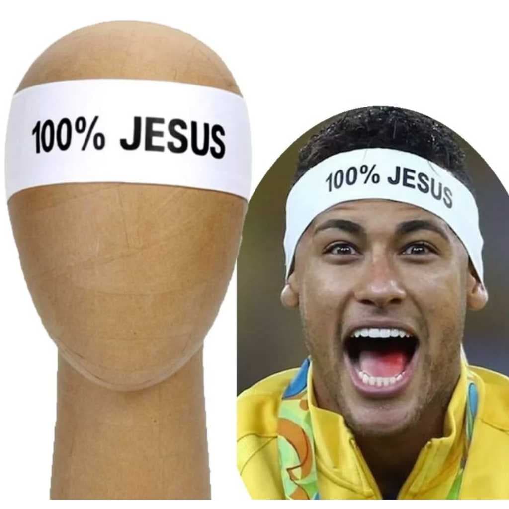 FAIXA DE CABELO 100% JESUS ESTILO NEYMAR CAMISA 10 DO SANTOS / MENINO NEY E BANDANA COR BRANCA