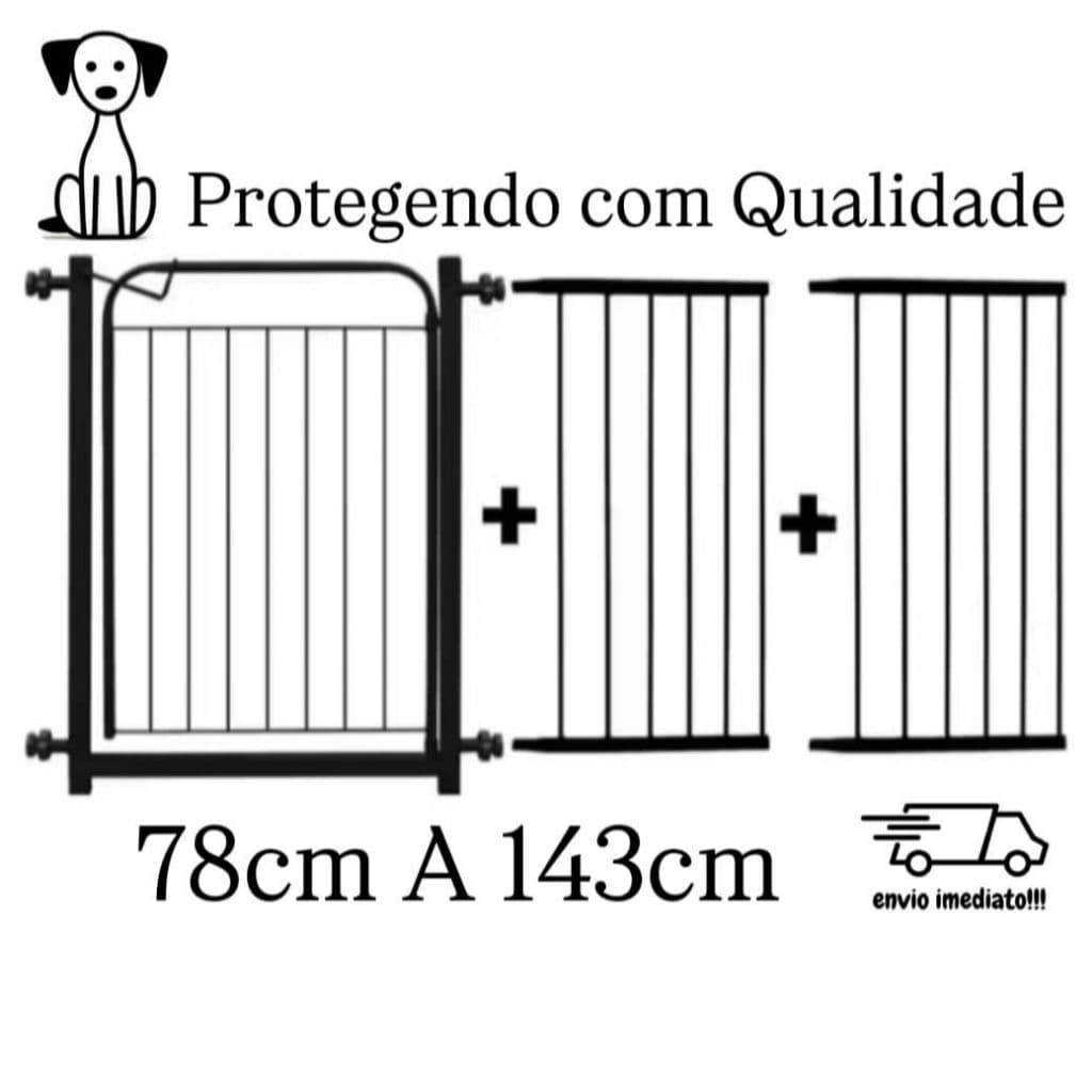 Portão Pet Cachorro 77CM A 143CM Para Pet Cachorro Bebê Grade De Proteção