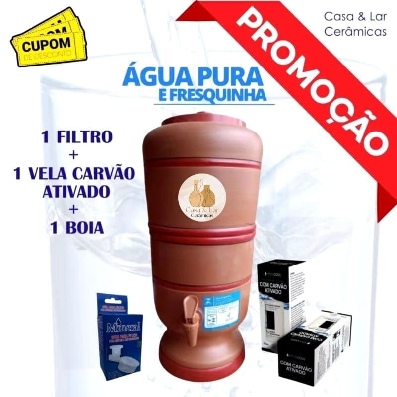 Filtro de barro total de 8 litros + Vela de Carvão Ativado