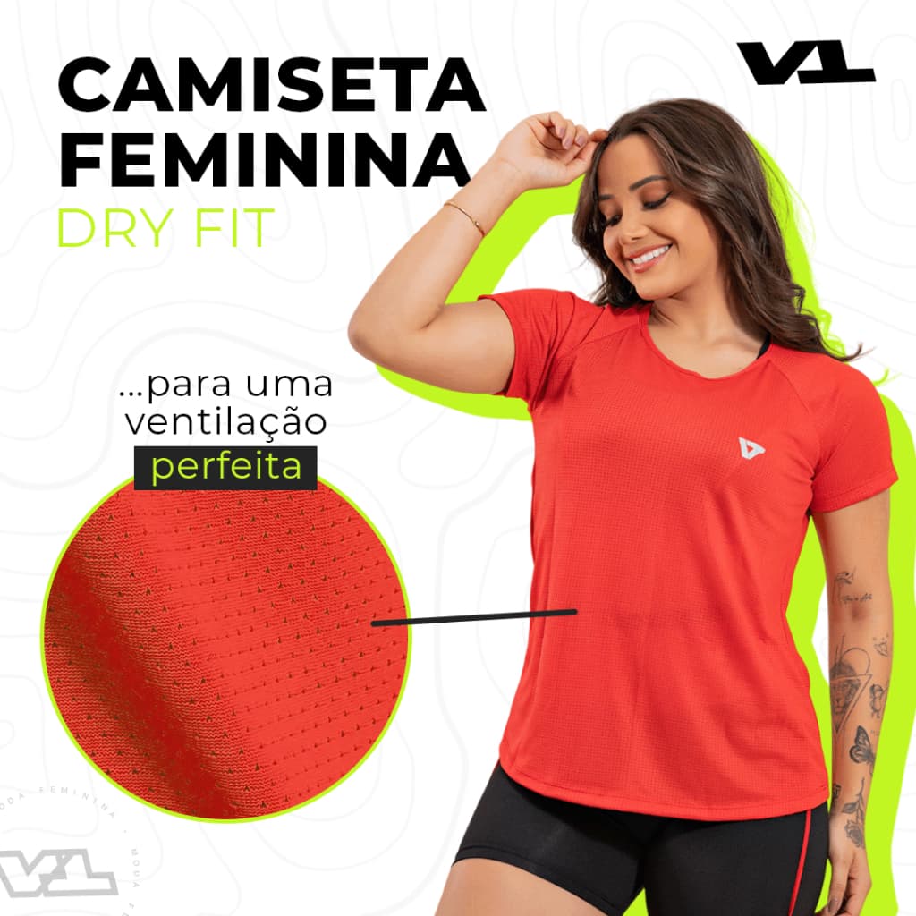 Camiseta Academia Feminina Dry Fit Camisa Blusa Caminhada Musculação Treino Baby Look