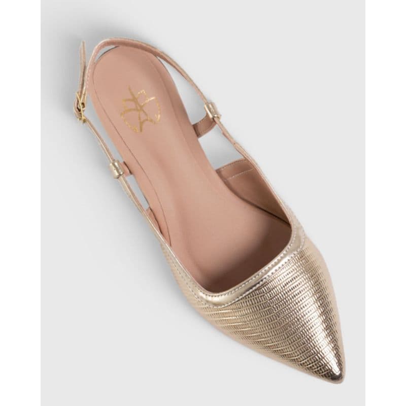 sapatilha Slingback Napa confortavel ouro light salto baixo