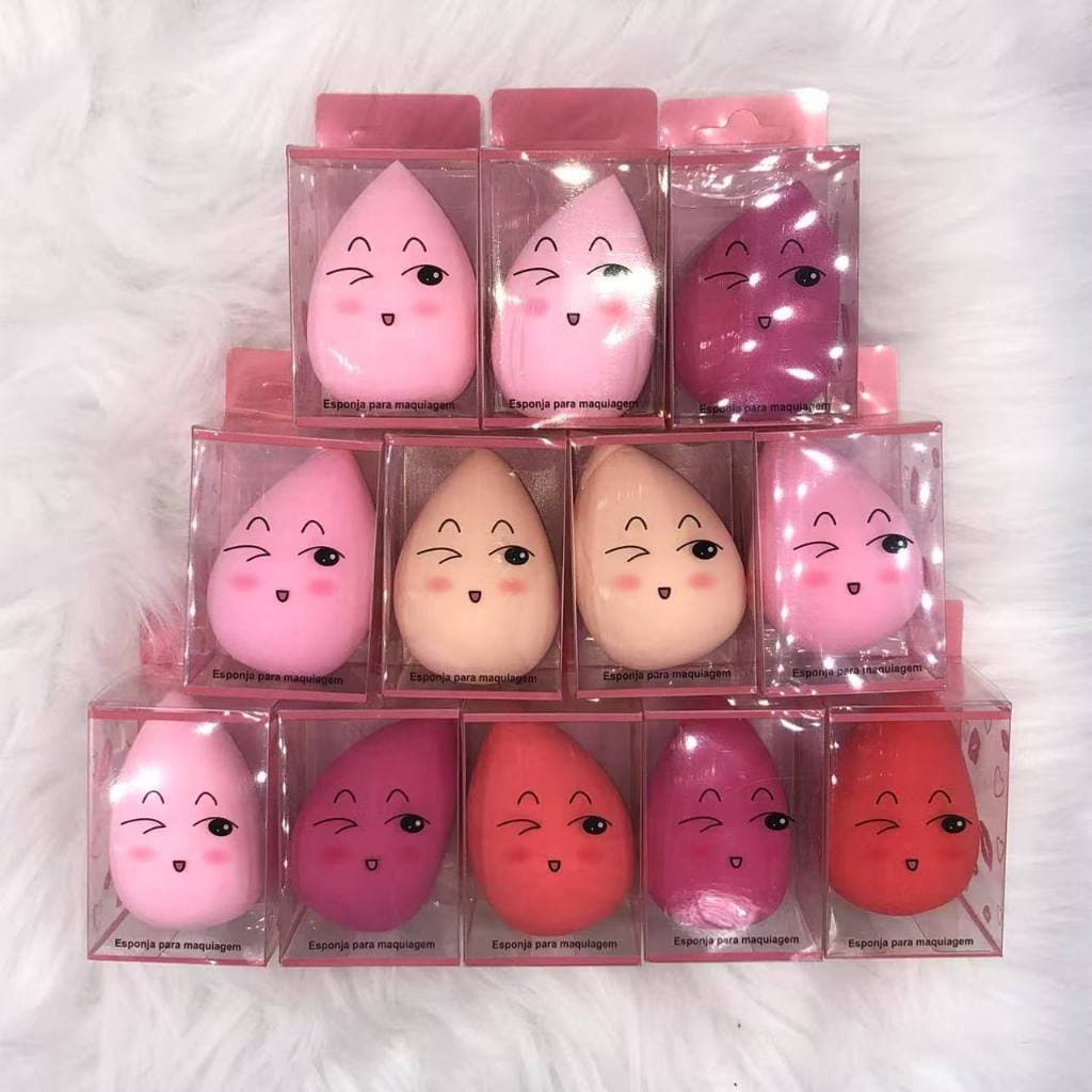 KIT 12/24/36 PCS Esponjas Gota Para rosto e Maquiagem Corretivo E Base（com caxinha）