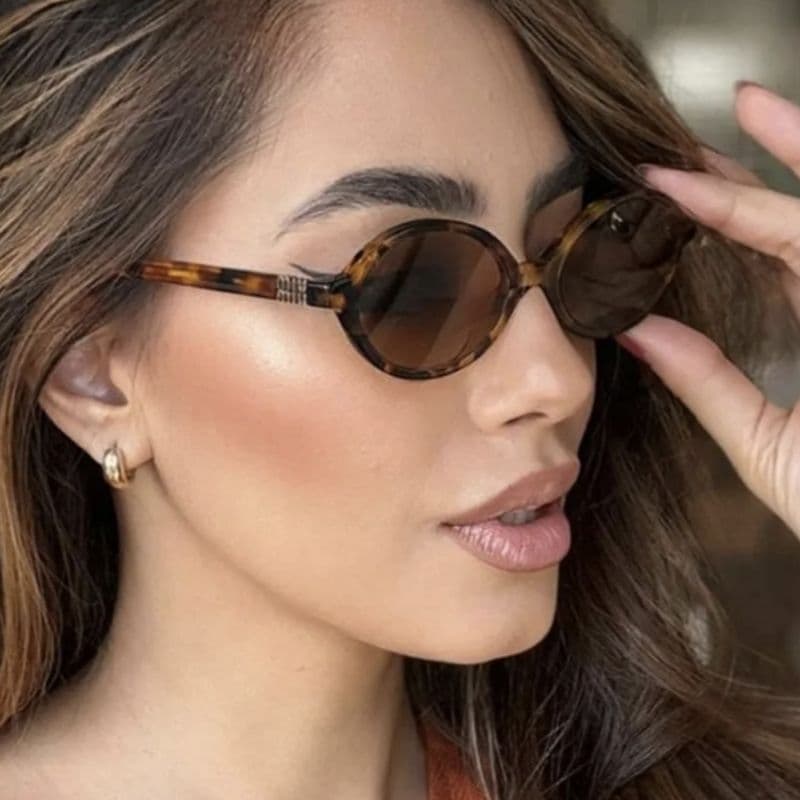 Óculos de Sol Femininos com Estampa de Leopardopara Rosto Pequeno uv400