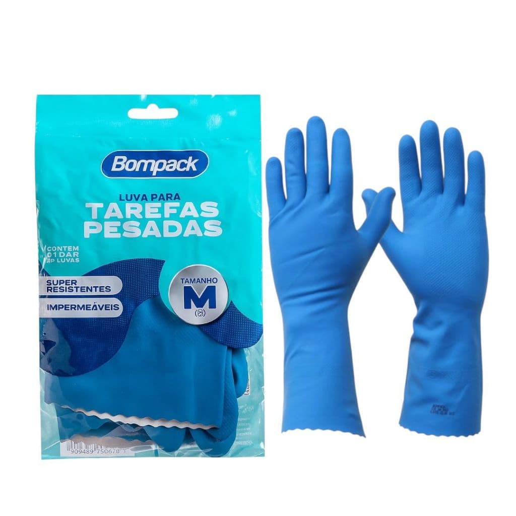 Luva Limpeza Tarefas Pesadas P M G Resistente e Impermeável