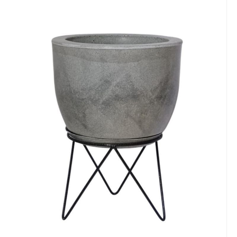 vaso de planta bojo liso em polietileno N0 com tripé e prato