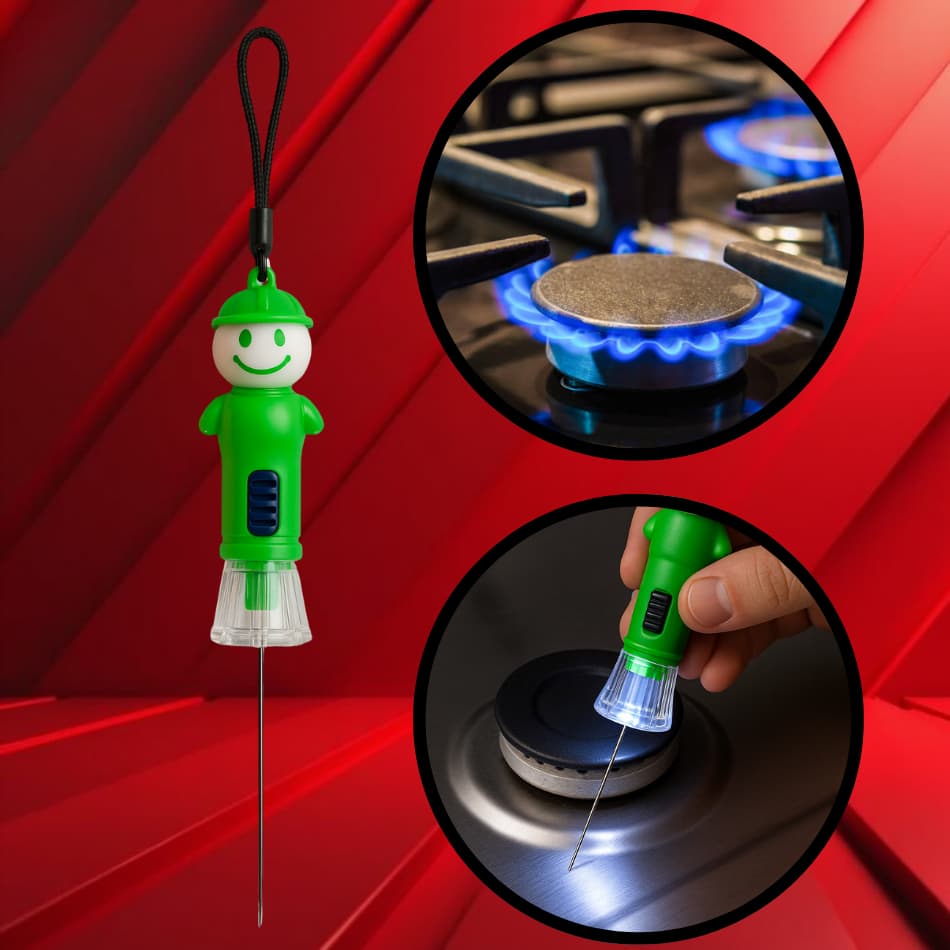 Agulha Multiuso com Lanterna LED Para Limpeza Remove Entupimentos de Cafeteiras, Fogões e Aerógrafo