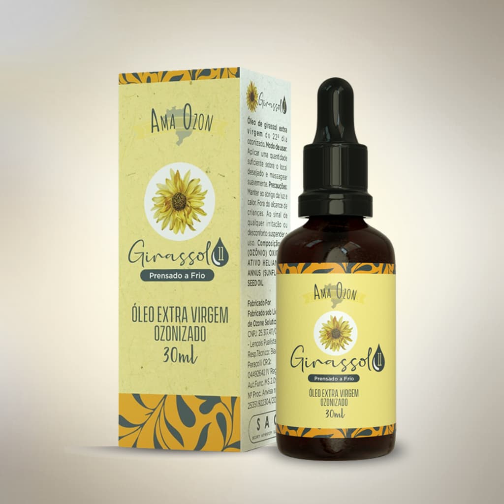 Óleo De Girassol Ozonizado Tratamento Eficaz da Pele Beleza Manutenção e Prevenção 30ml Ama Ozon