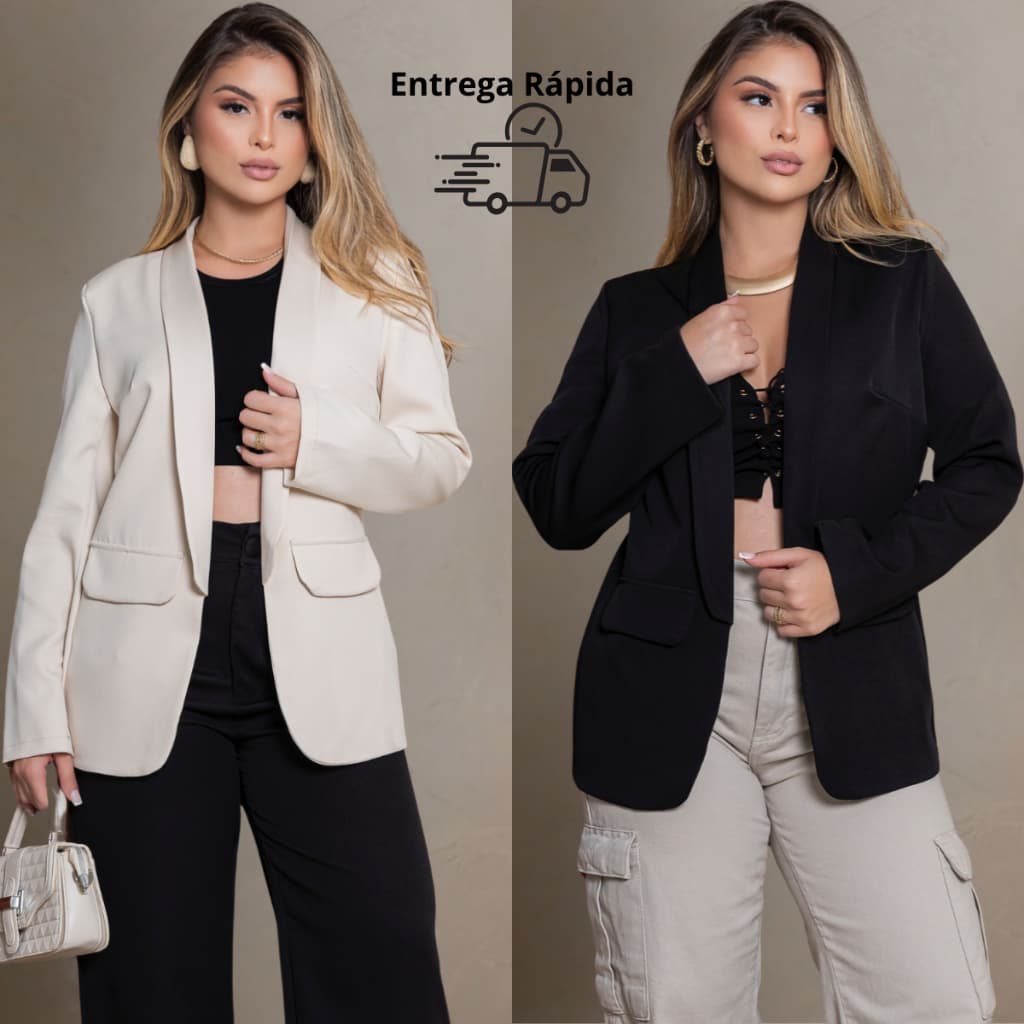 Blazer Alfaiataria Feminino Max Luxo Oversized Casual Básico Social Sport Elegante Tendência Slim Acinturado