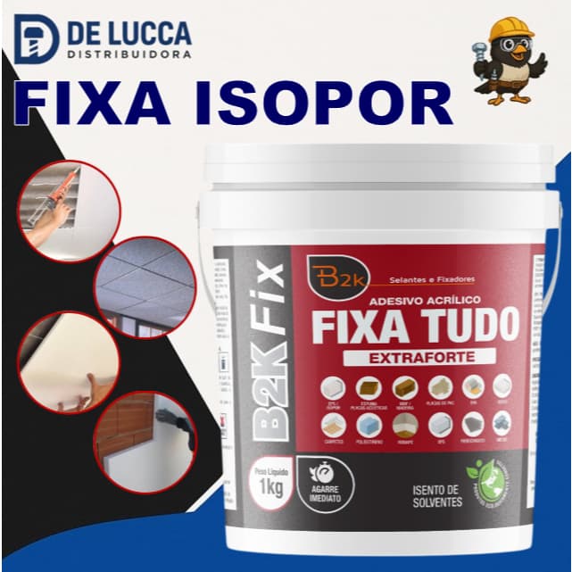 Cola Isopor Balde 1 kg Teto Telhado Parede Telha Forro EPS Fixa Tudo Adesivo Branca Extra Forte Agarre Imediato