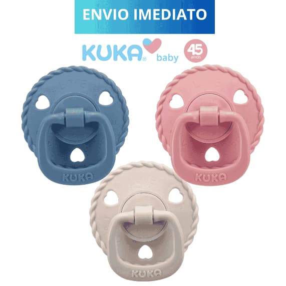 Chupeta Classic Kuka Bico Redondo Silicone Macio Kuka Menino e Menina Tamanho 1 ou 2 Azul e Rosa