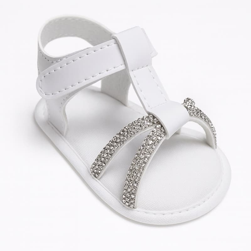 Sandalia Feminina Tiras Em Strass Para Bebê Menina e Reborn