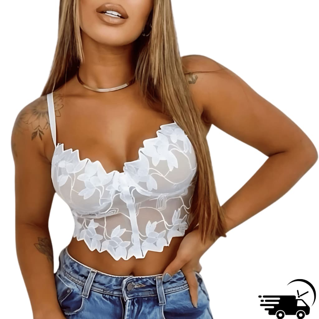 Cropped de Renda Feminino com Bojo – Perfeito para Balada e Eventos
