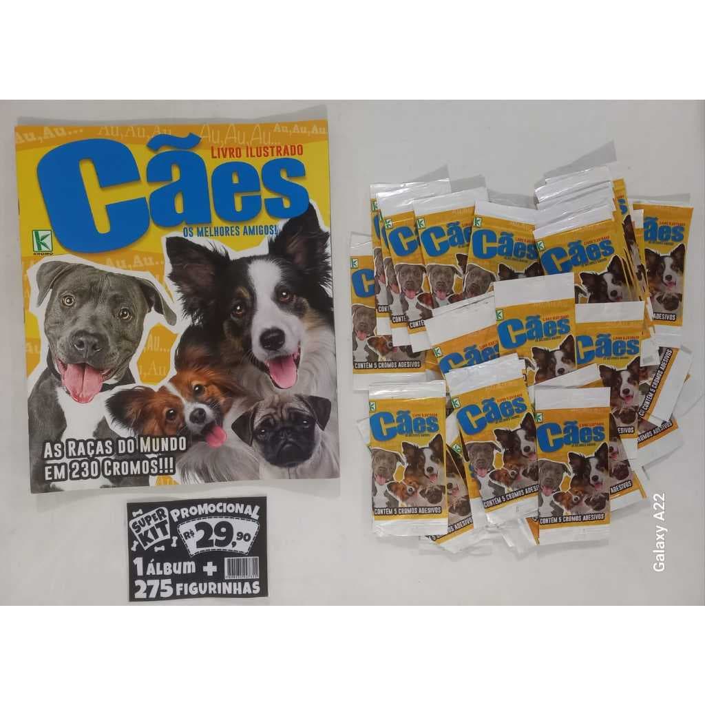 Kit ÁLBUM CÃES Os Melhores Amigos + 275 Figurinhas ÁLBUM DE FIGURINHAS CÃES